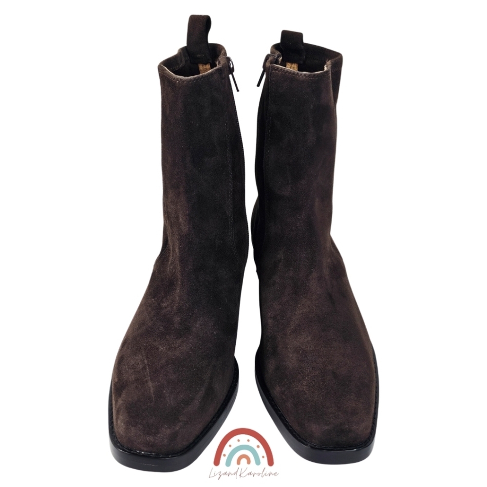 New! Madewell The Idris Ankle Boot in Suede Dark Carob - Picture 8 of 13